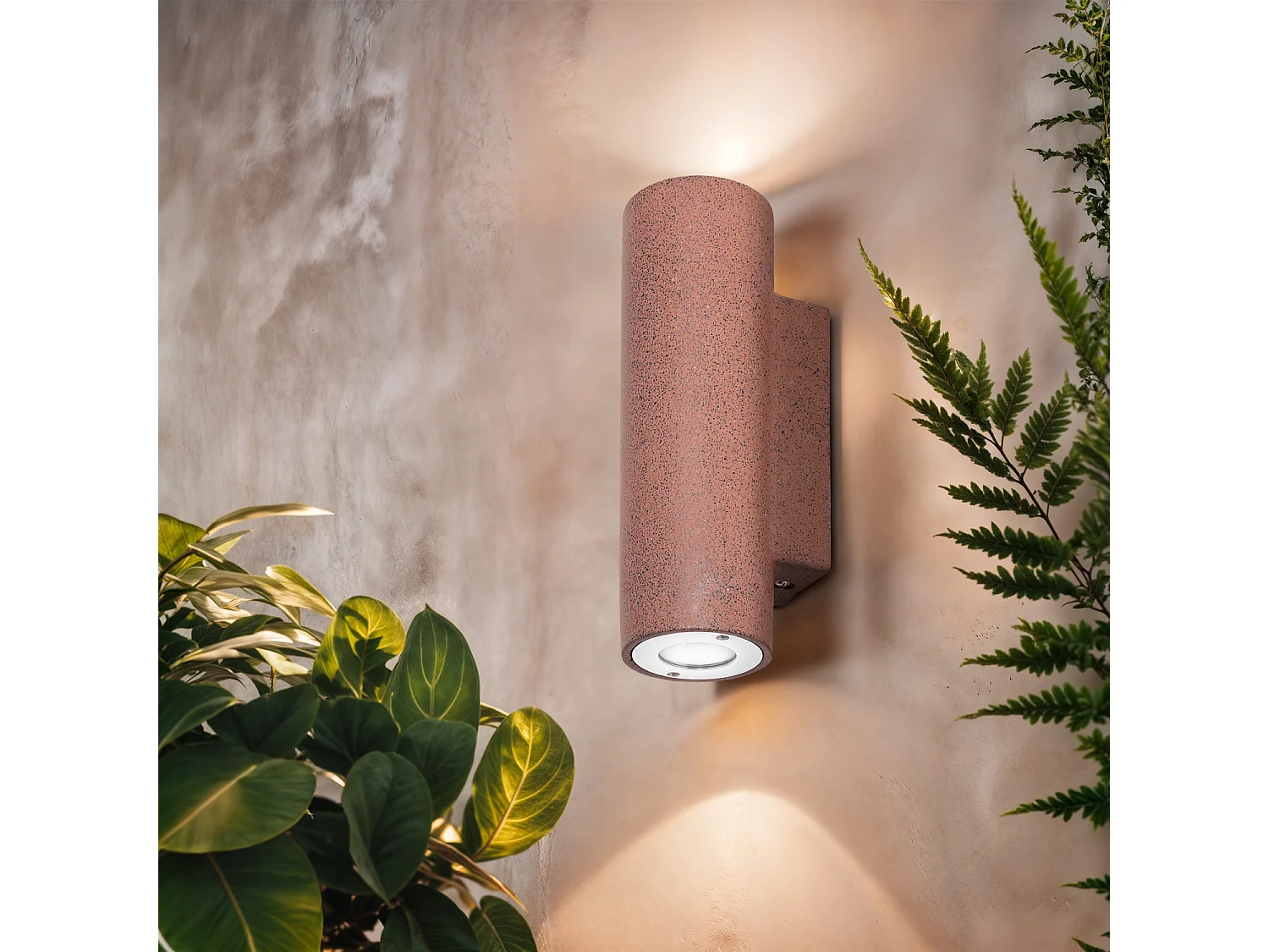 Applique Murale Extérieure Ciment Éclairage en Double Face Banjar Rouge