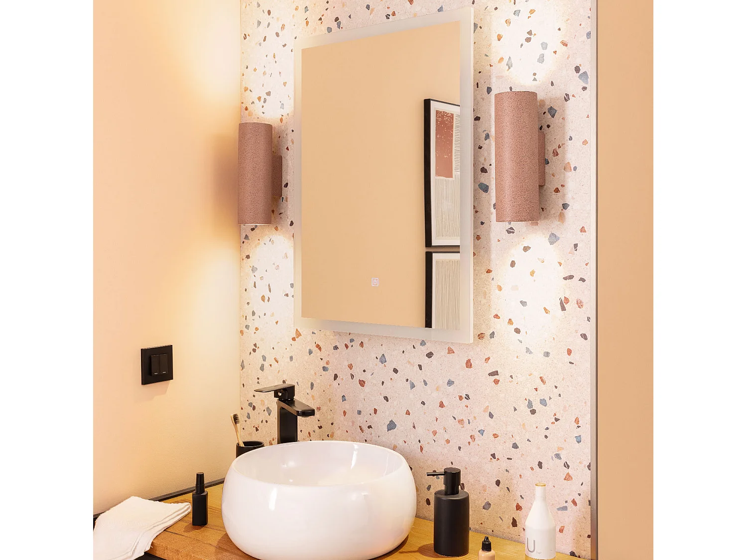 Applique Murale Extérieure Ciment Éclairage en Double Face Banjar Rouge