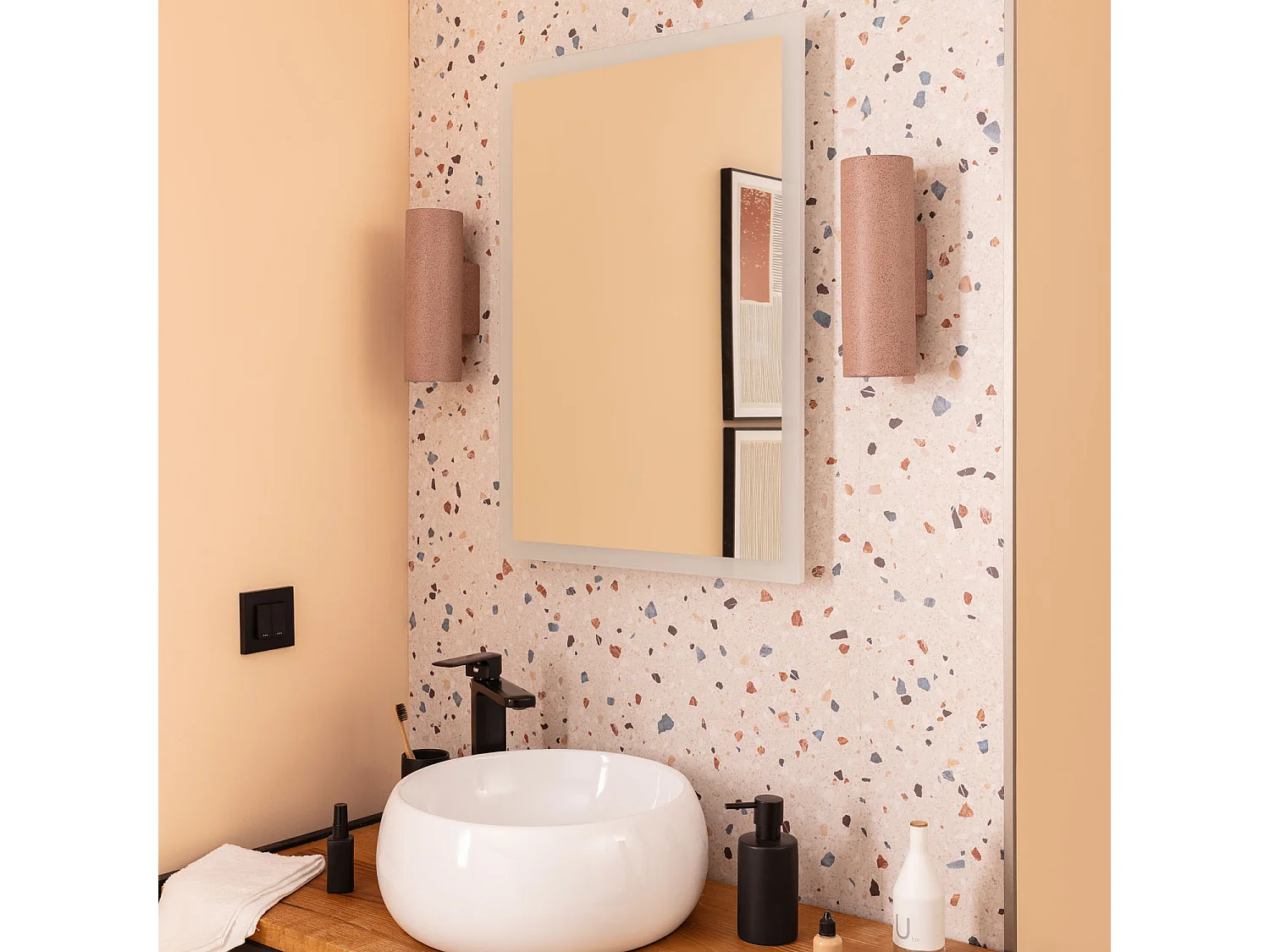 Applique Murale Extérieure Ciment Éclairage en Double Face Banjar Rouge