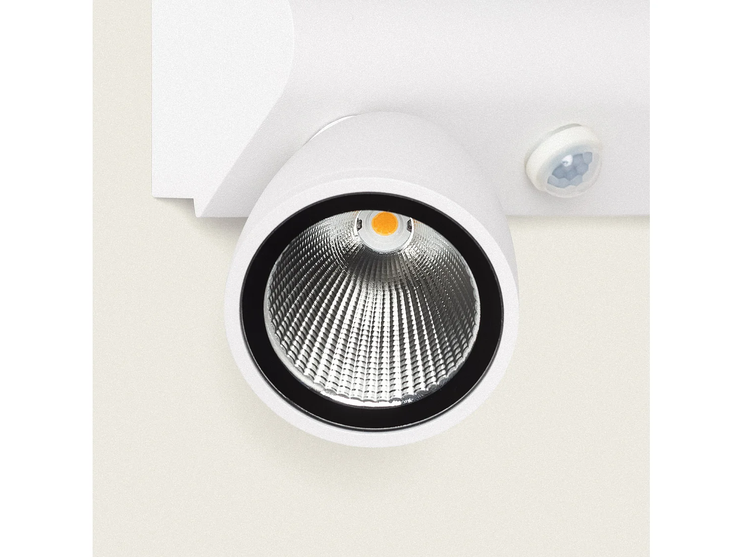 Applique Murale Extérieure LED 12W Aluminium avec Détecteur de Mouvement PIR Abel Large Deux Spots Blanc