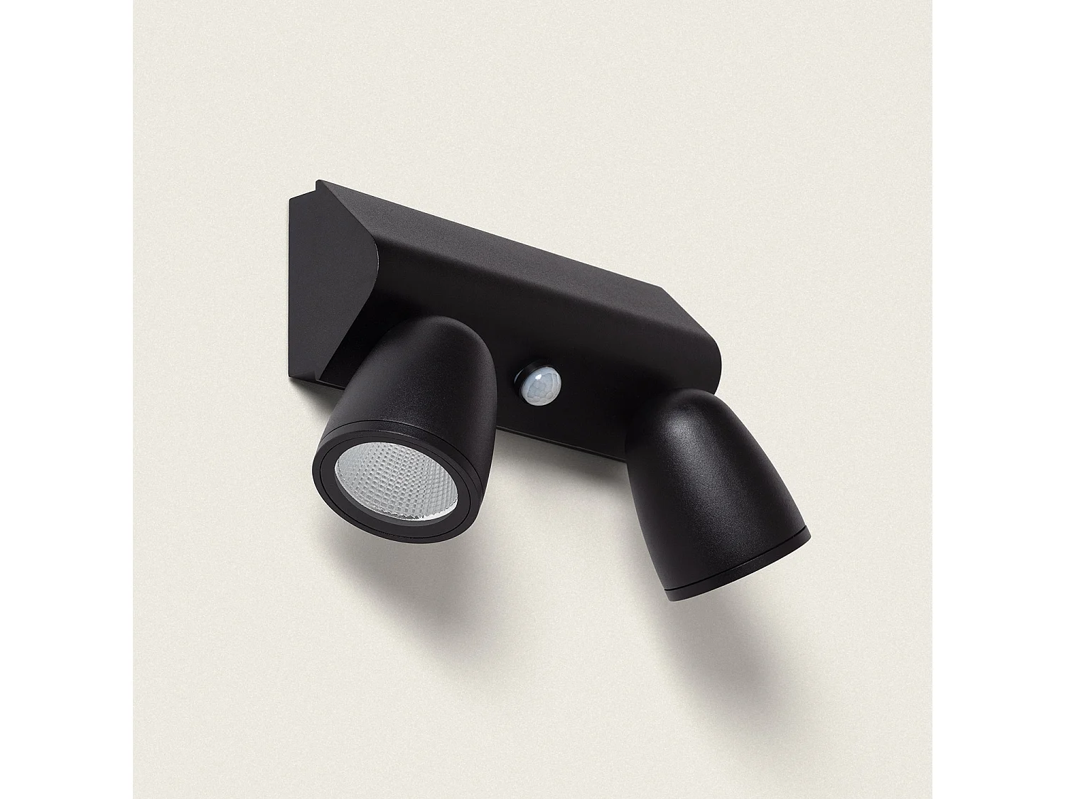 Applique Murale Extérieure LED 12W Aluminium avec Détecteur de Mouvement PIR Abel Large Deux Spots Blanc