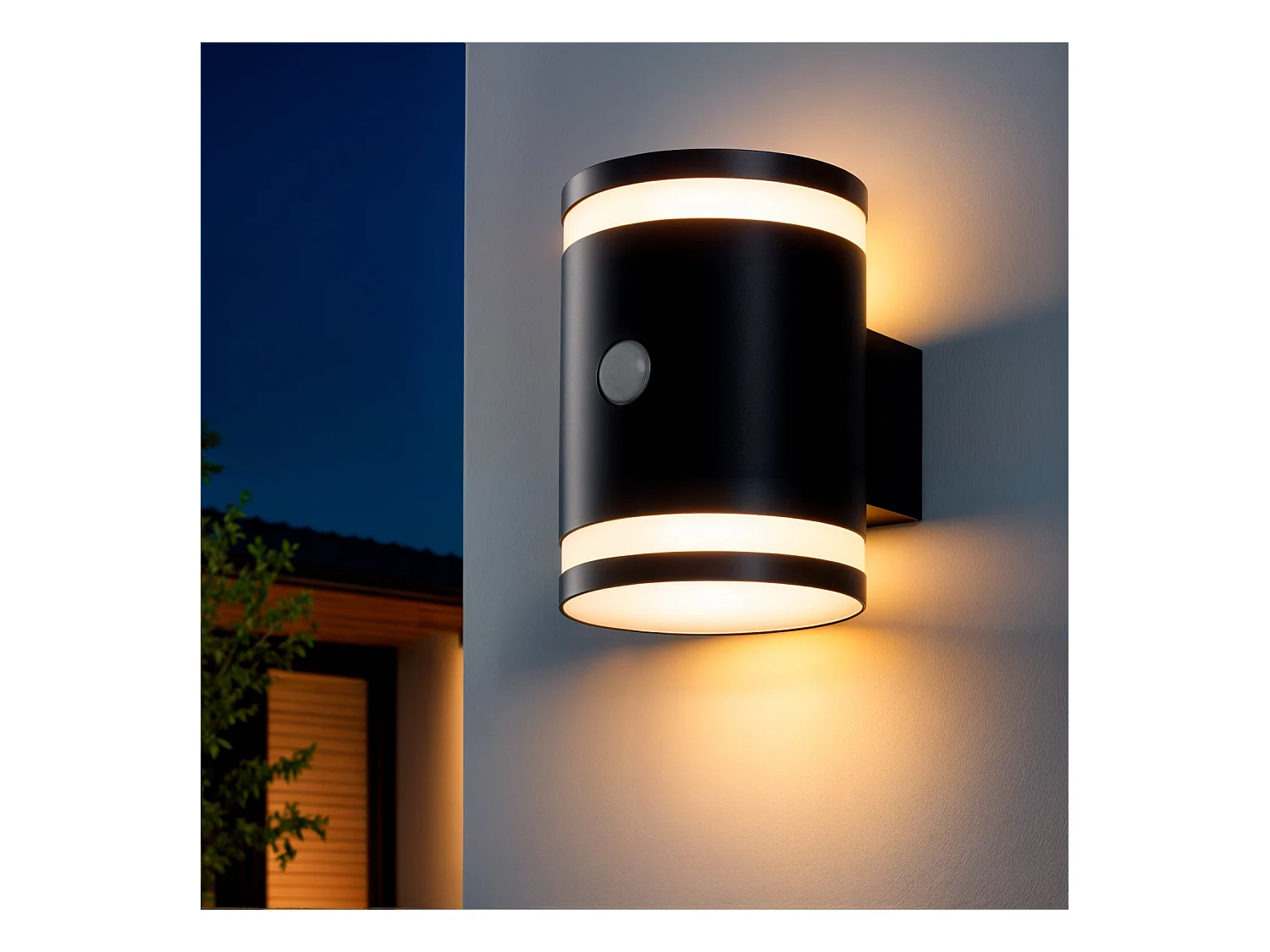 Applique da Parete per Esterni Solare LED Alluminio con Sensore di Movimento Draco Nero