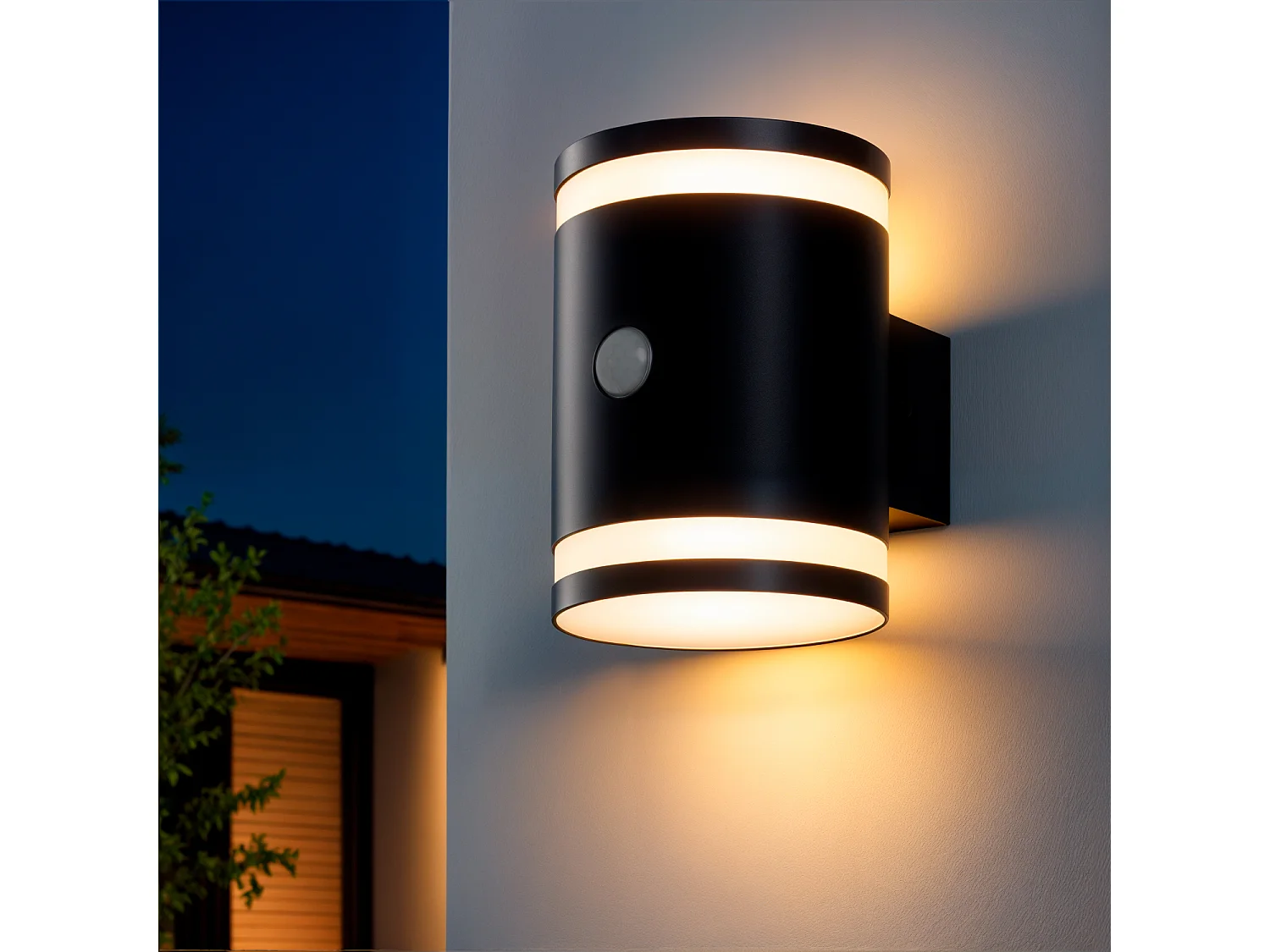 Applique da Parete per Esterni Solare LED Alluminio con Sensore di Movimento Draco Nero