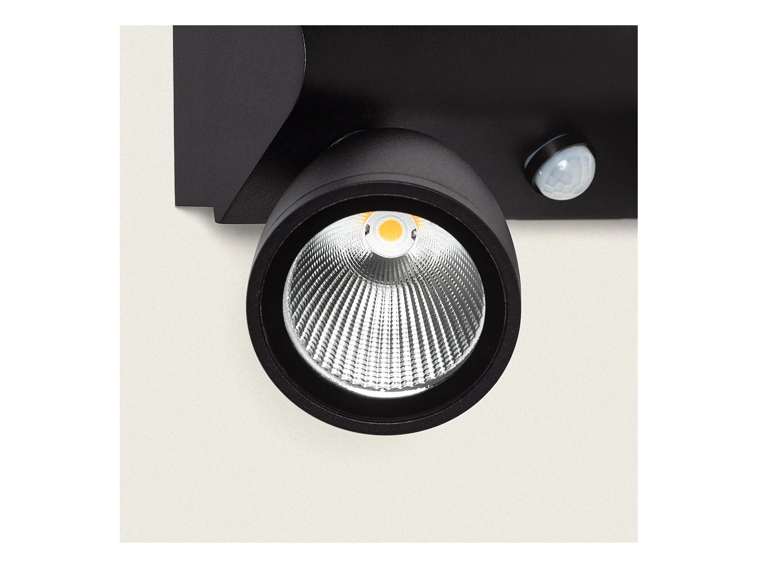 Aplique de Pared Exterior LED 12W Aluminio Con Detector de Movimiento PIR Abel Large Dos Focos Negro
