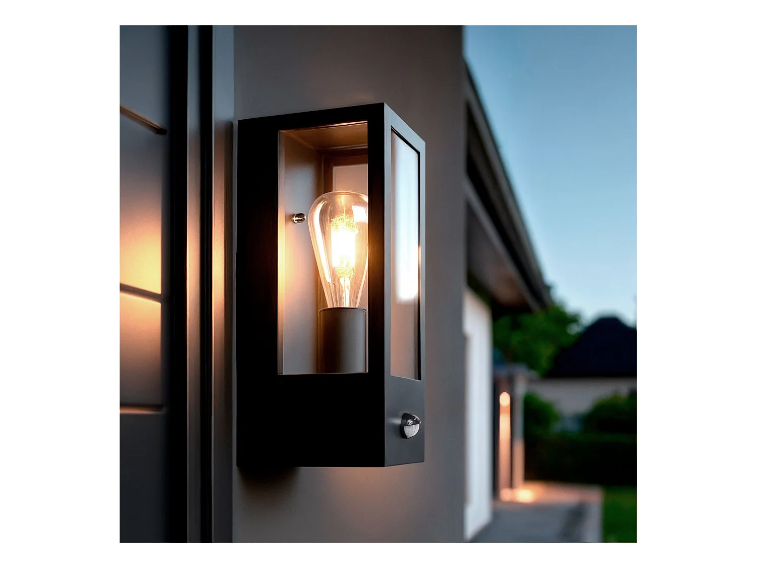 Applique da Parete per Esterni Acciaio Inox e Vetro con Sensore di Movimento Gakom Nero