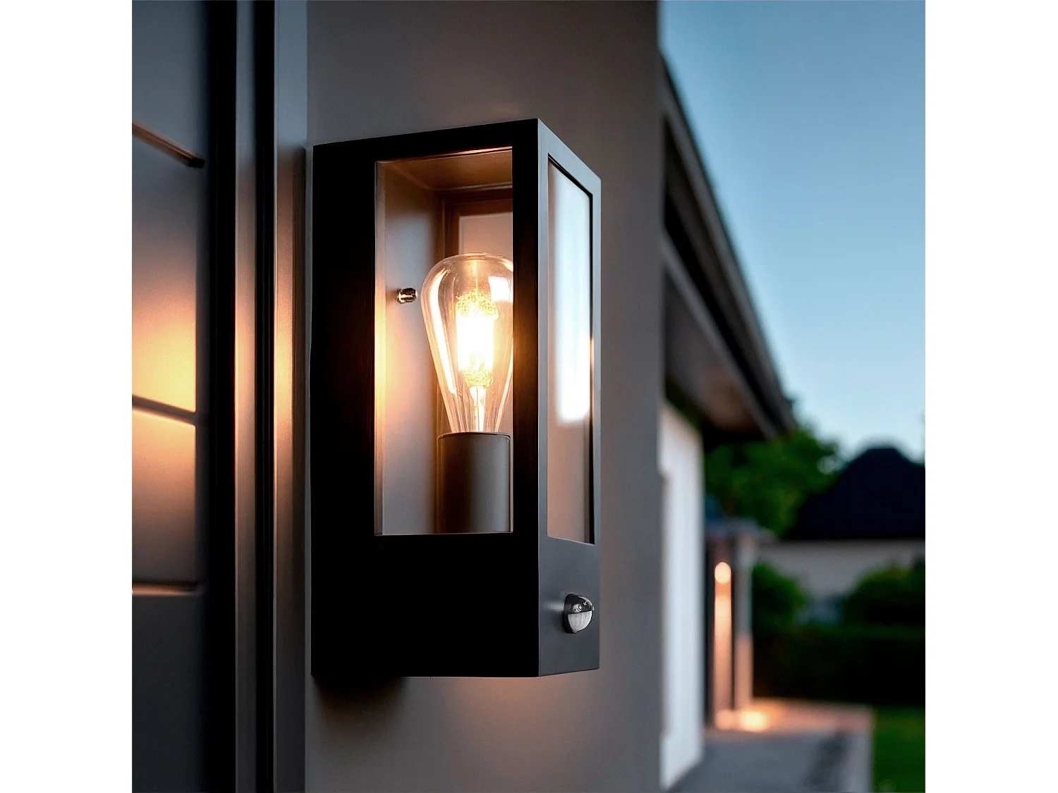 Applique Murale Extérieure Acier Inoxydable et Verre avec Détecteur de Mouvement Gakom Noir