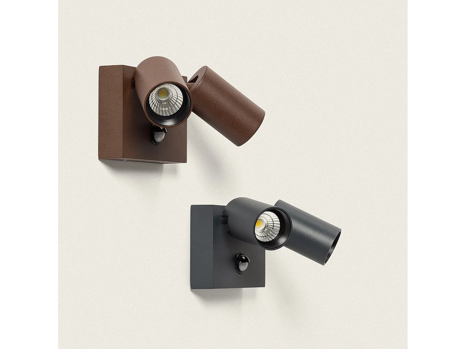 Applique Murale Extérieure LED 18W Aluminium CCT Sélectionnable Deux Spots avec Détecteur de Mouvement Kuriya Rouille