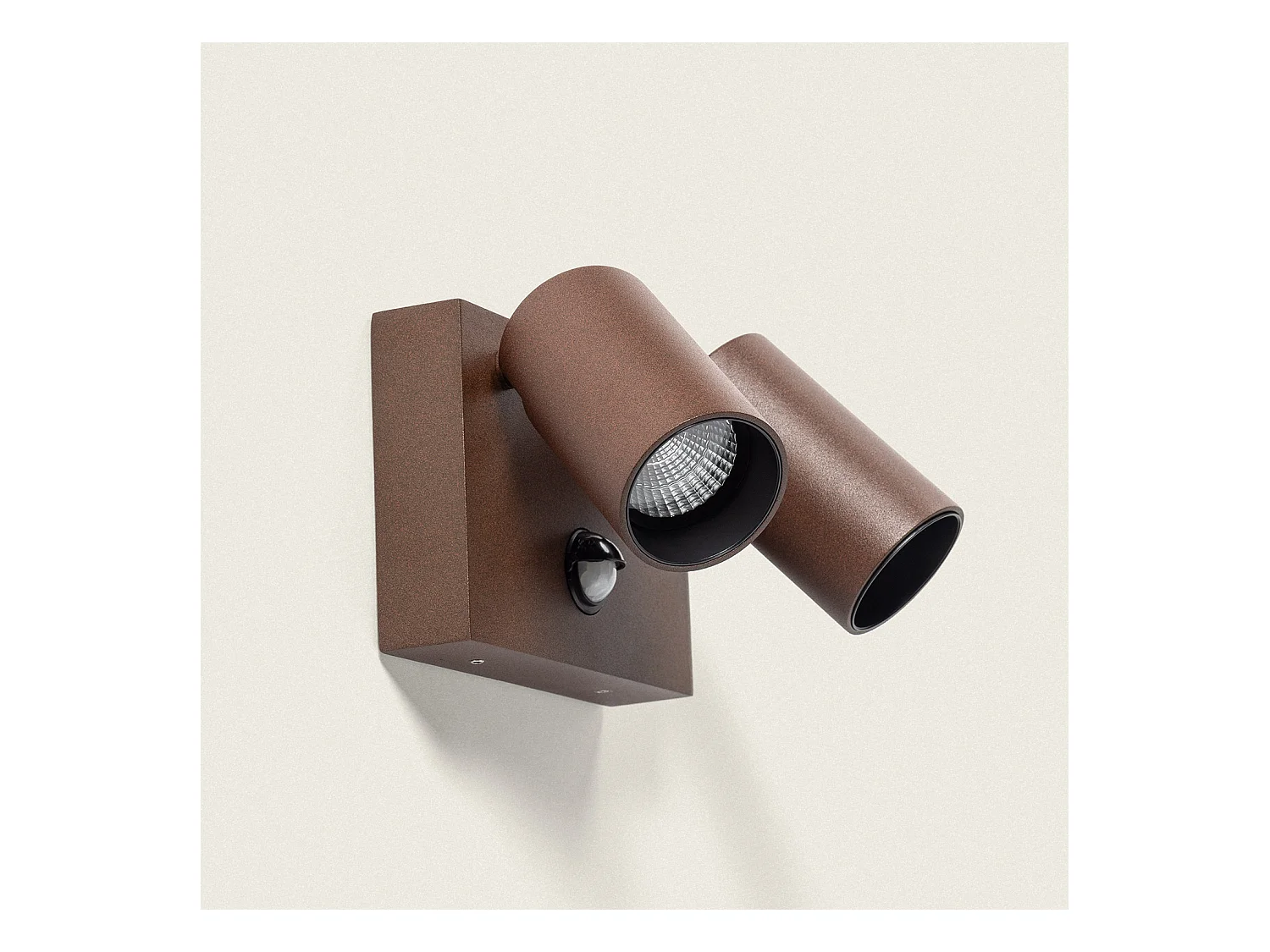 Applique Murale Extérieure LED 18W Aluminium CCT Sélectionnable Deux Spots avec Détecteur de Mouvement Kuriya Rouille