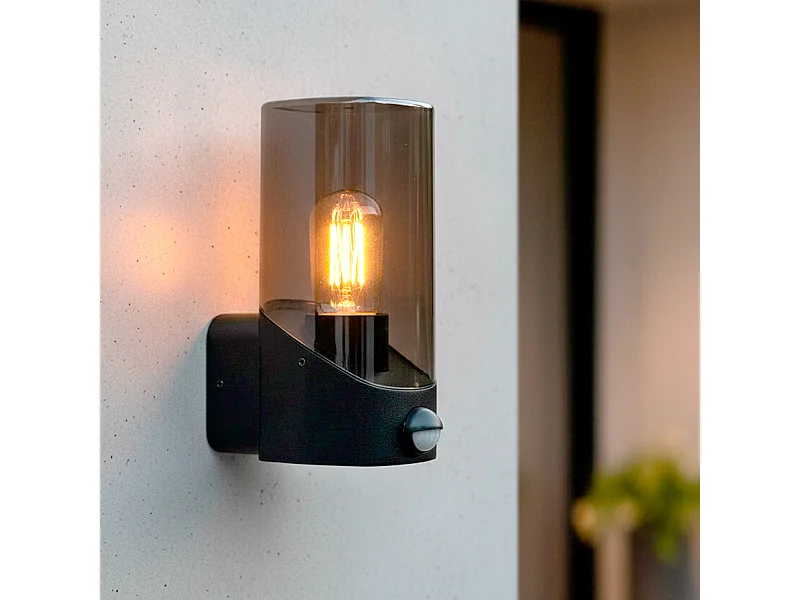 Aplique de Pared Exterior con Sensor PIR Pelly Negro