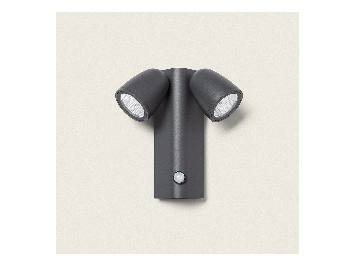 Applique Murale Extérieure LED 12W Aluminium avec Détecteur de Mouvement PIR Abel 2 Spots Gris foncé