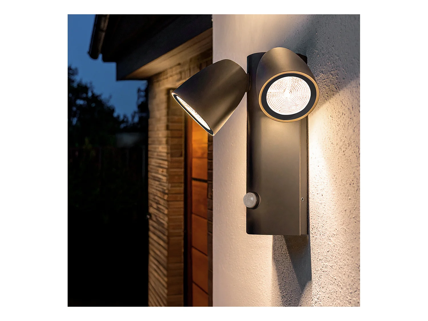 Applique Murale Extérieure LED 12W Aluminium avec Détecteur de Mouvement PIR Abel 2 Spots Gris foncé