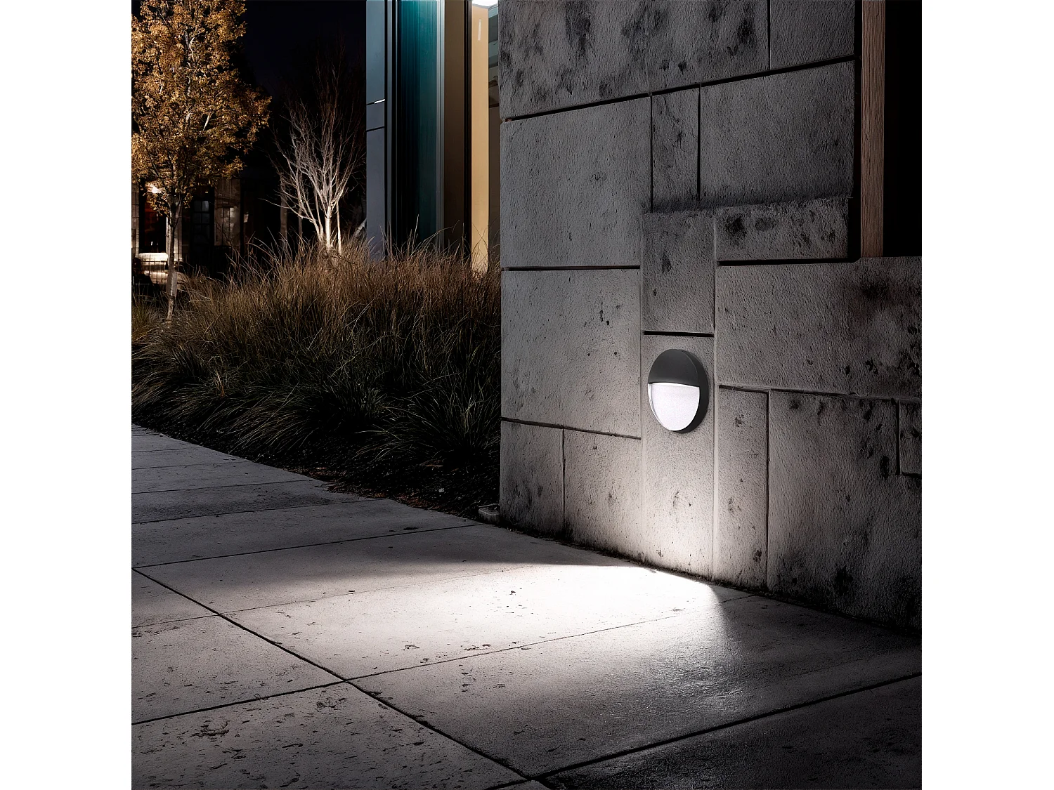 Applique Murale Extérieure LED 3W CCT Sélectionnable en Saillie Ronde Jade Noir