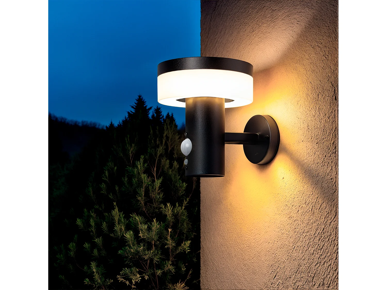 Aplique de Pared Exterior Solar LED 1,5W Acero Inoxidable con Sensor de Movimiento Ashier Negro