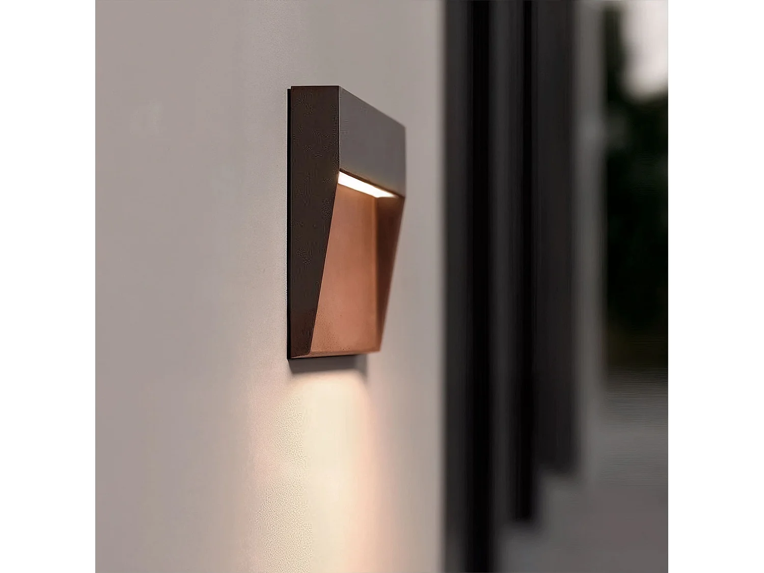 Balise Murale Extérieure LED 3W CCT Sélectionnable Aluminium Saillie Carrée Jade Brun