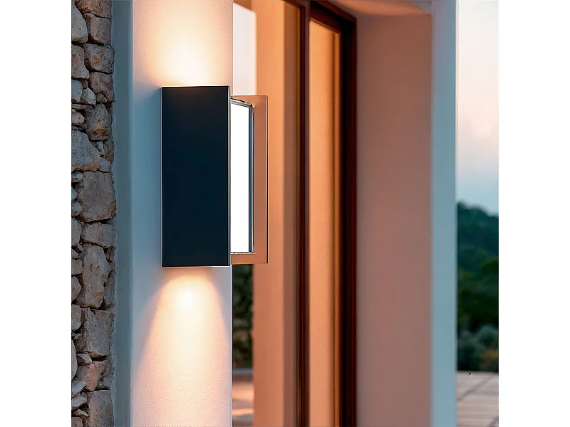 Applique murale extérieur LED à double diffuseur sélectionnable Lysandra 12 W en aluminium CCT Sélectionnable Anthracite