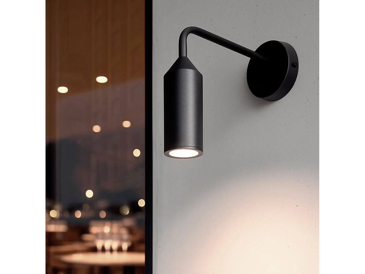 Aplique de Pared Exterior Aluminio Boukali Negro