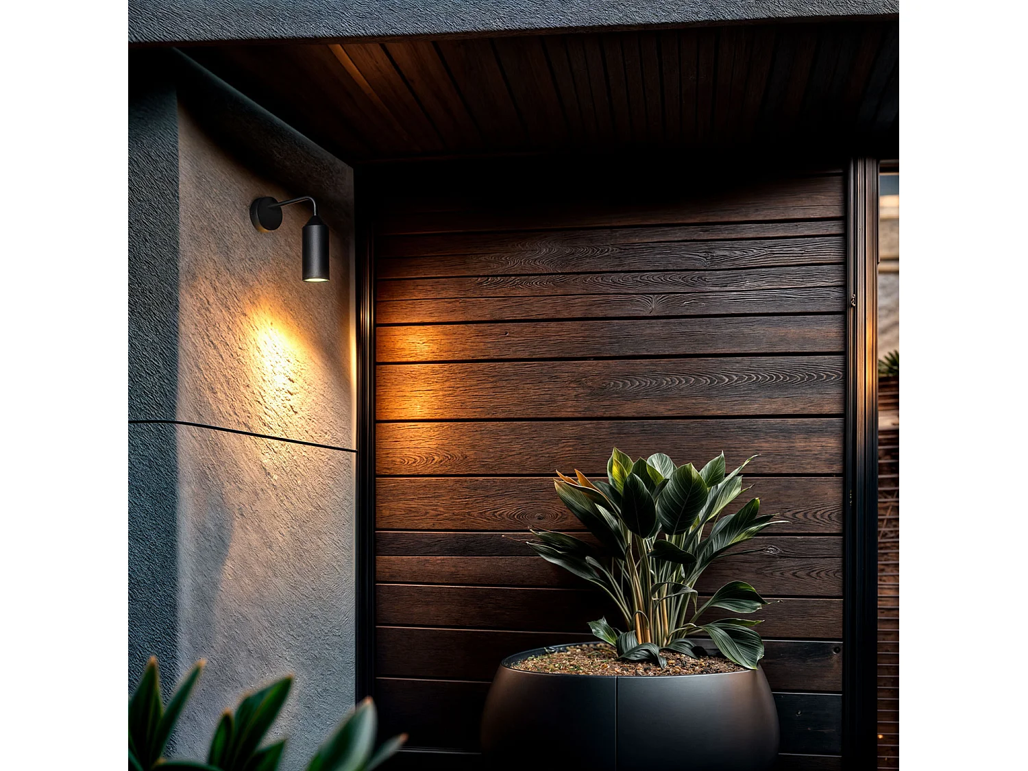 Aplique de Pared Exterior Aluminio Boukali Negro