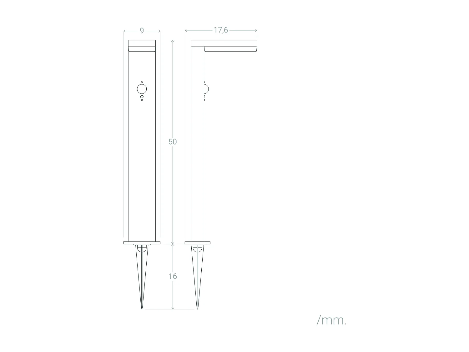 Lampioncino per Esterni Solare LED 2W 50cm Alluminio con Sensore di Movimento Goran Nero