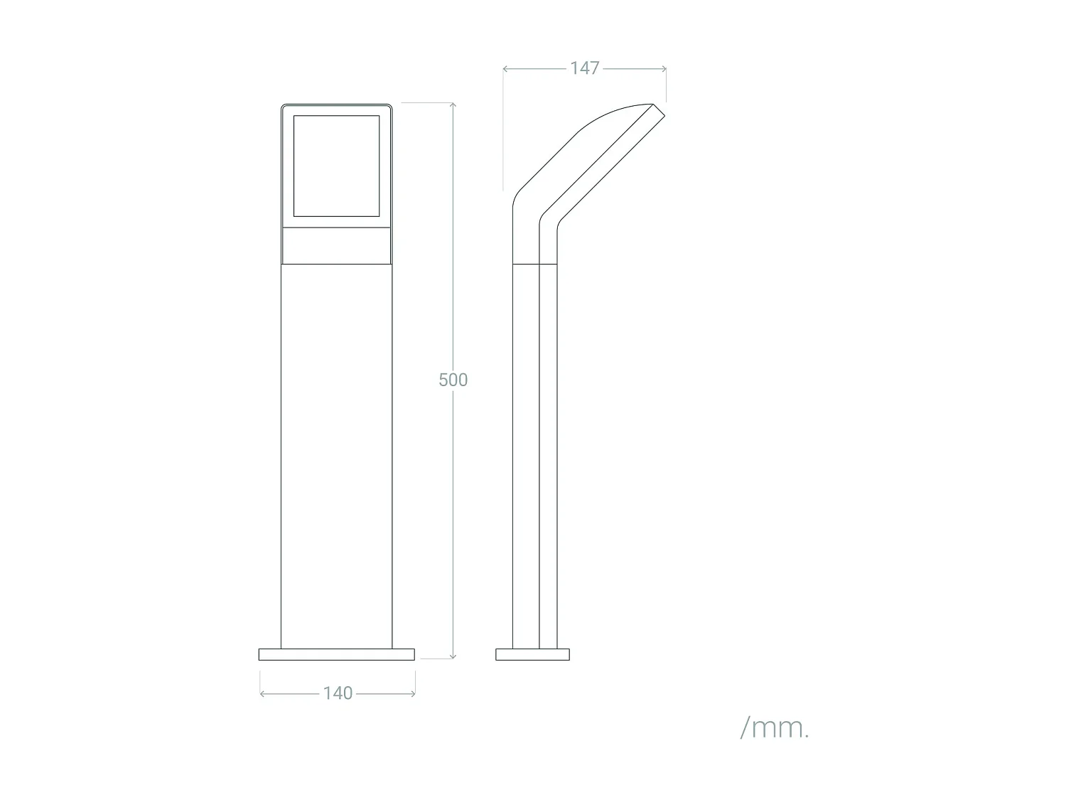 Baliza Exterior LED 9.5W Superficie Pie 50cm Aluminio Legacy Negro