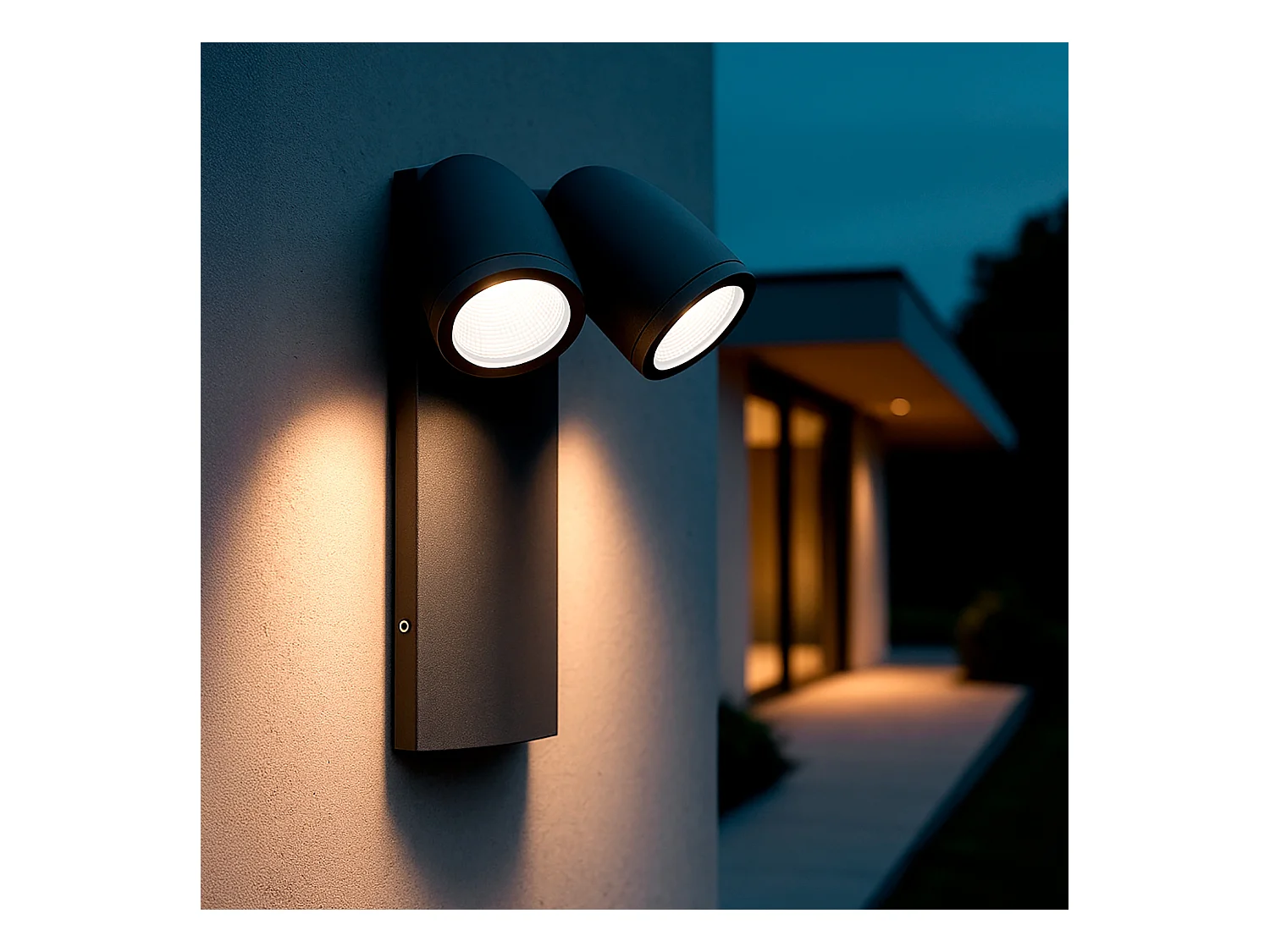 Aplique de Pared Exterior LED 12W Aluminio Abel Dos Focos Negro