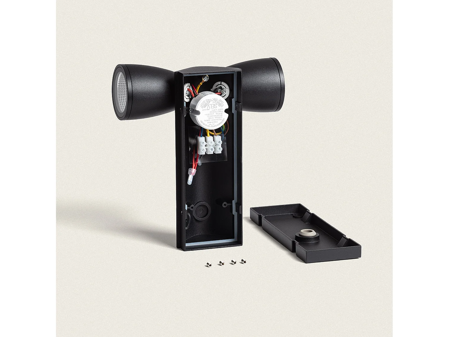 Aplique de Pared Exterior LED 12W Aluminio Abel Dos Focos Negro