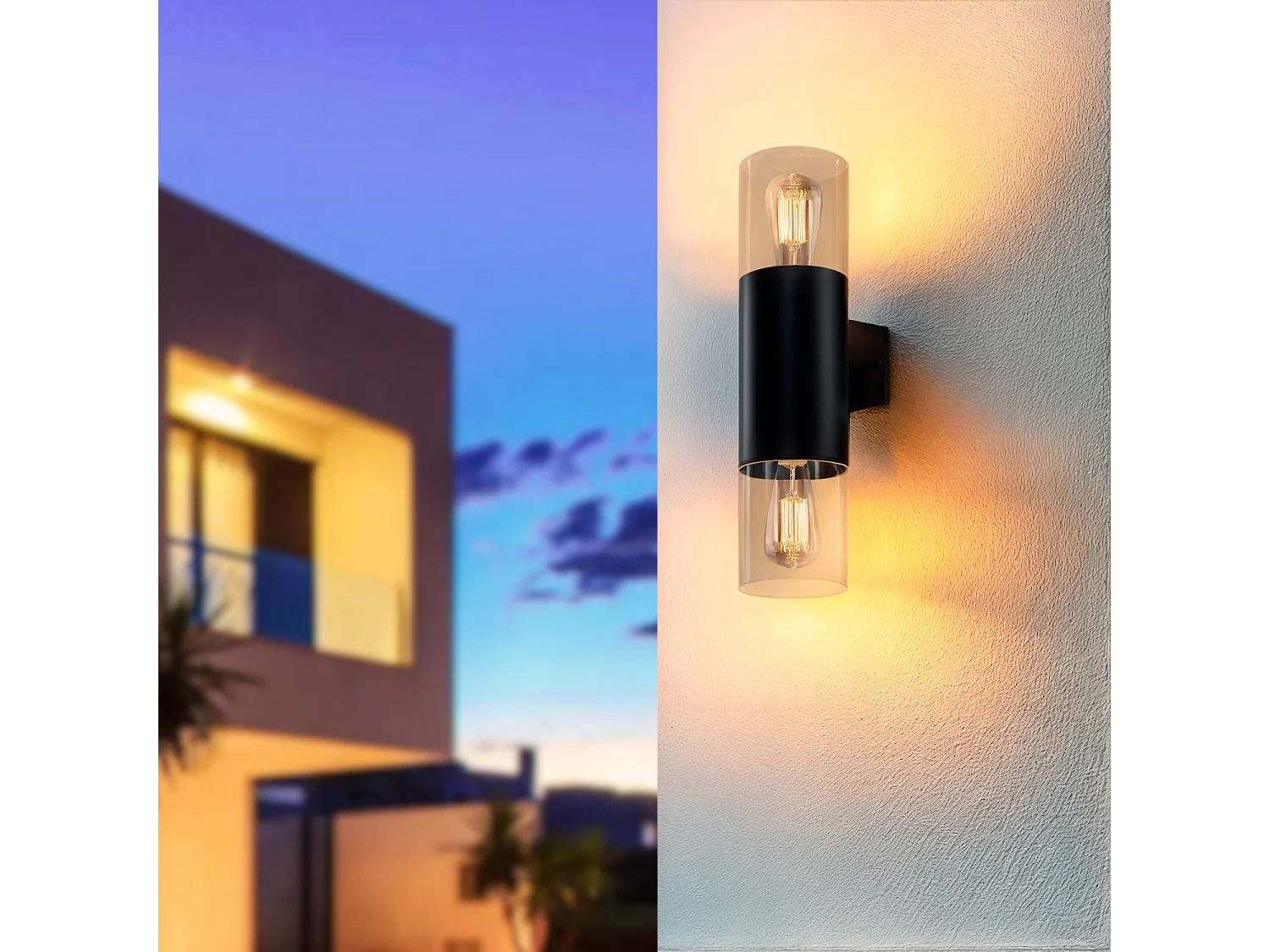 Applique Murale Extérieure Acier Inoxydable Emley Duo Noir