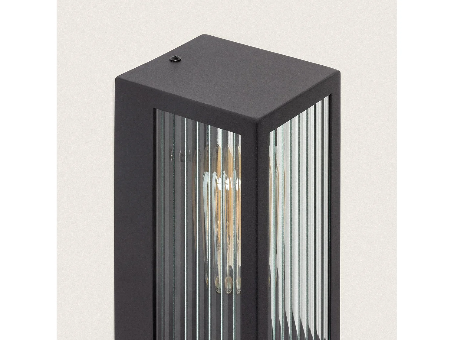 Aplique de Pared Exterior Acero Inoxidable y Cristal Texturizado con Detector de Movimiento Gakom Negro