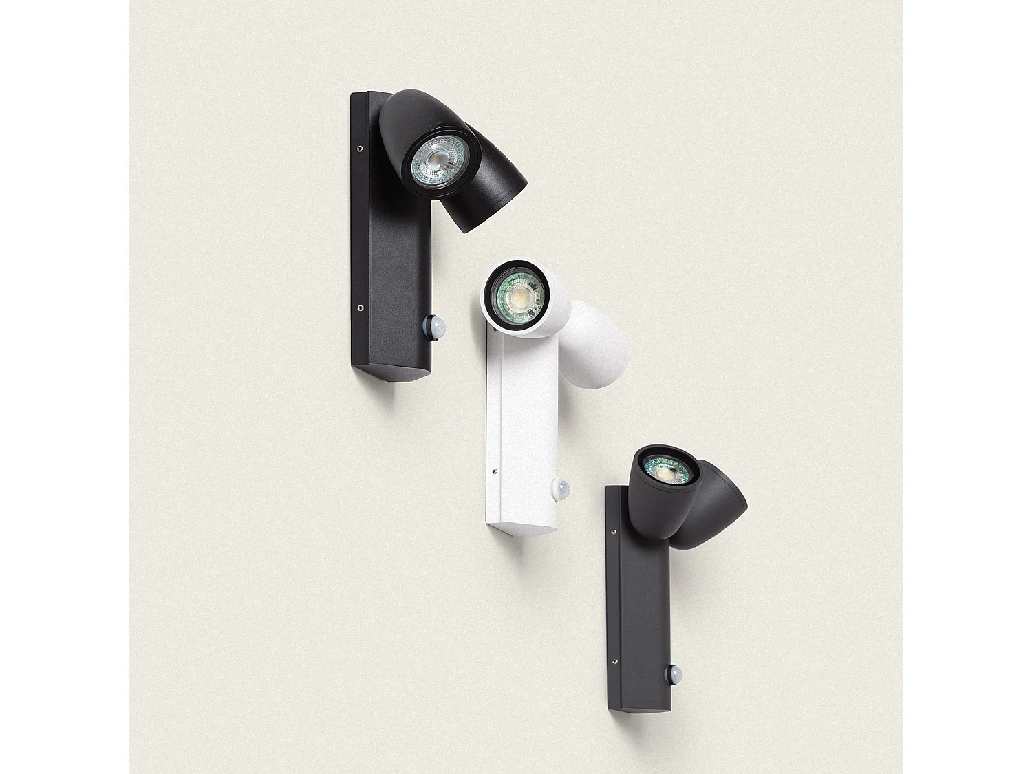 Applique da Parete per Esterni Alluminio con Sensore di Movimento Abel Due Faretti Nero