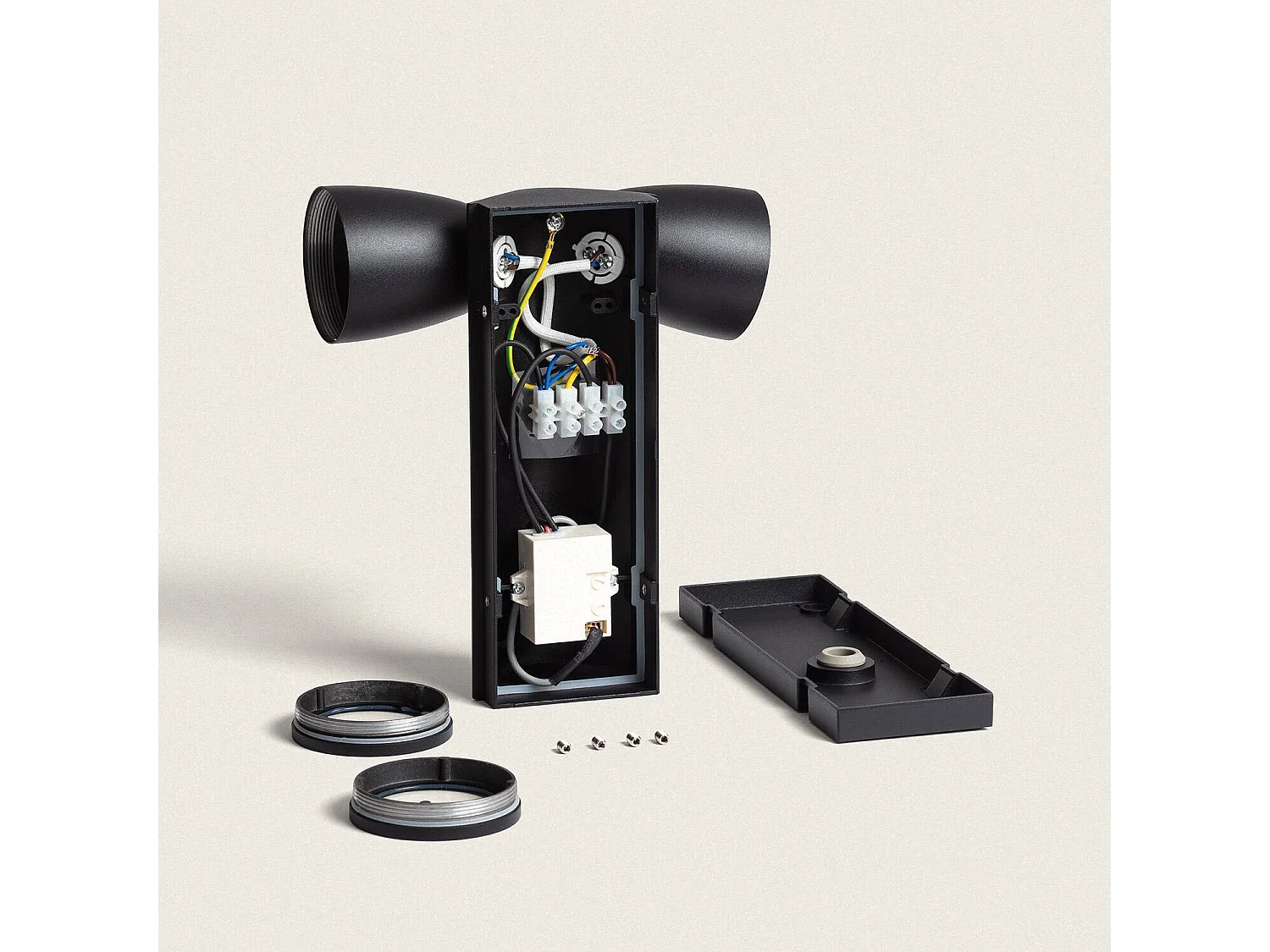 Applique Murale Extérieure Aluminium avec Détecteur de Mouvement Abel Deux Spots Noir