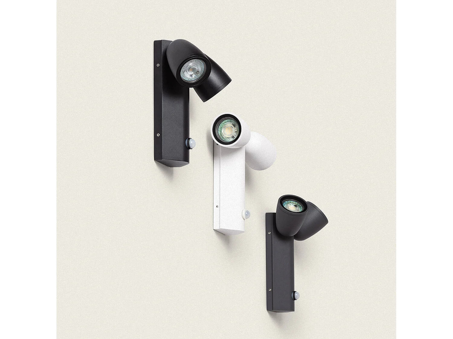 Applique Murale Extérieure Aluminium avec Détecteur de Mouvement Abel Deux Spots Noir