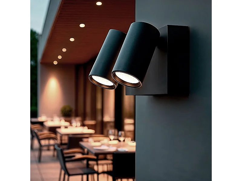 Applique da Parete per Esterni LED 18W Alluminio CCT Selezionabile Due Faretti Kuriya Ossido