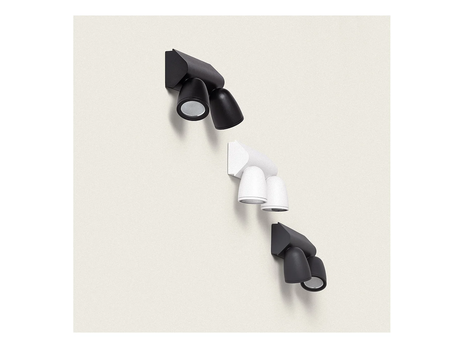 Applique Murale Extérieure Aluminium avec Détecteur de Mouvement Abel Large Deux Spots  Blanc