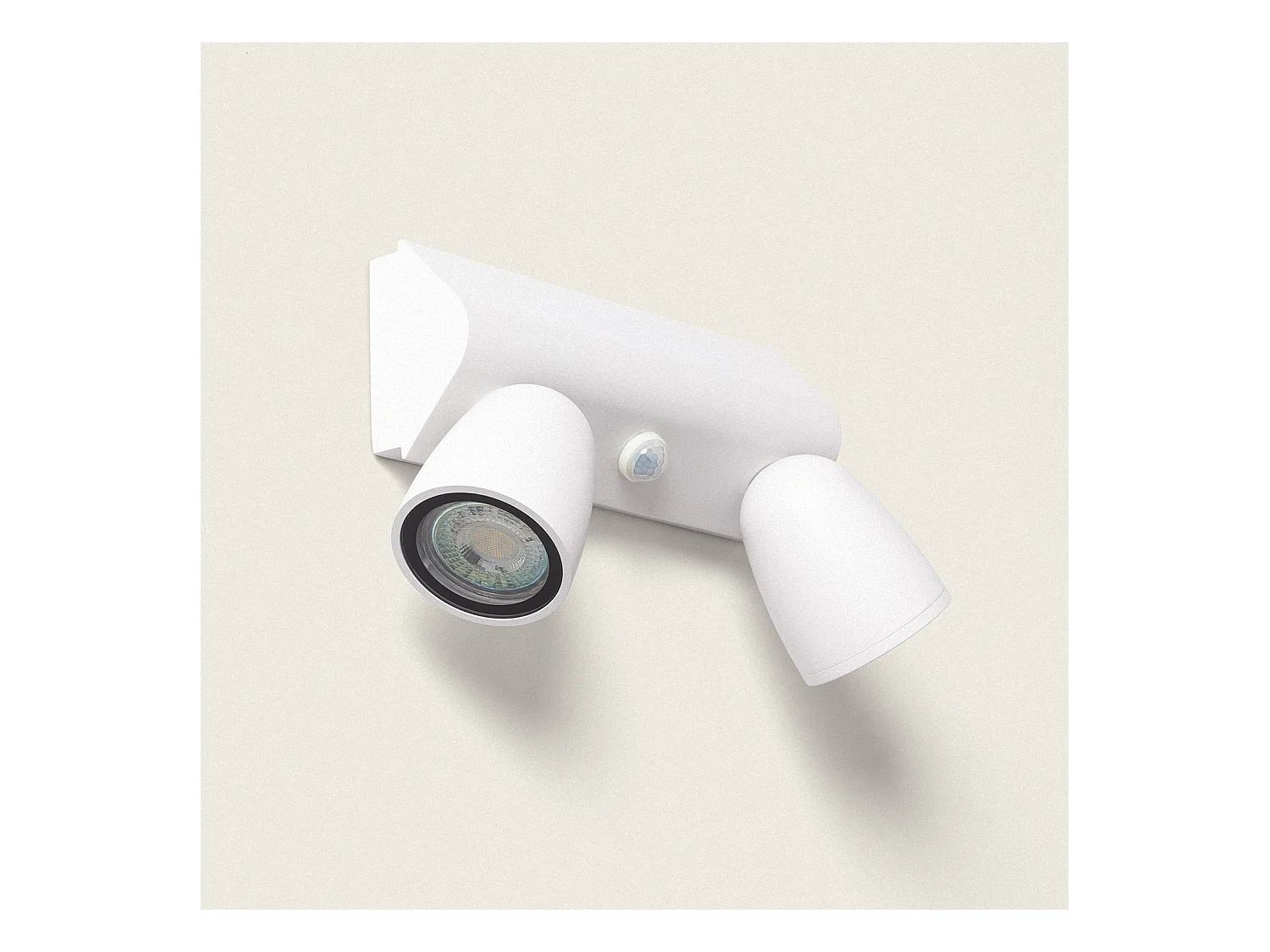 Applique Murale Extérieure Aluminium avec Détecteur de Mouvement Abel Large Deux Spots  Blanc