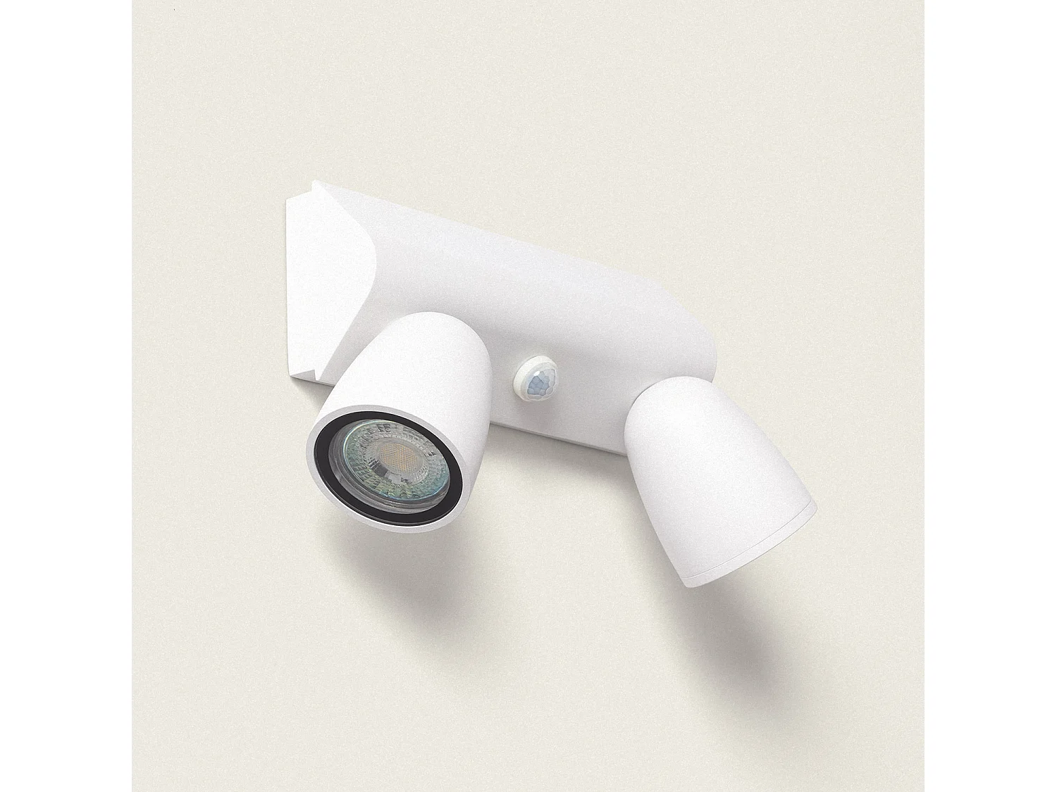 Applique Murale Extérieure Aluminium avec Détecteur de Mouvement Abel Large Deux Spots  Blanc