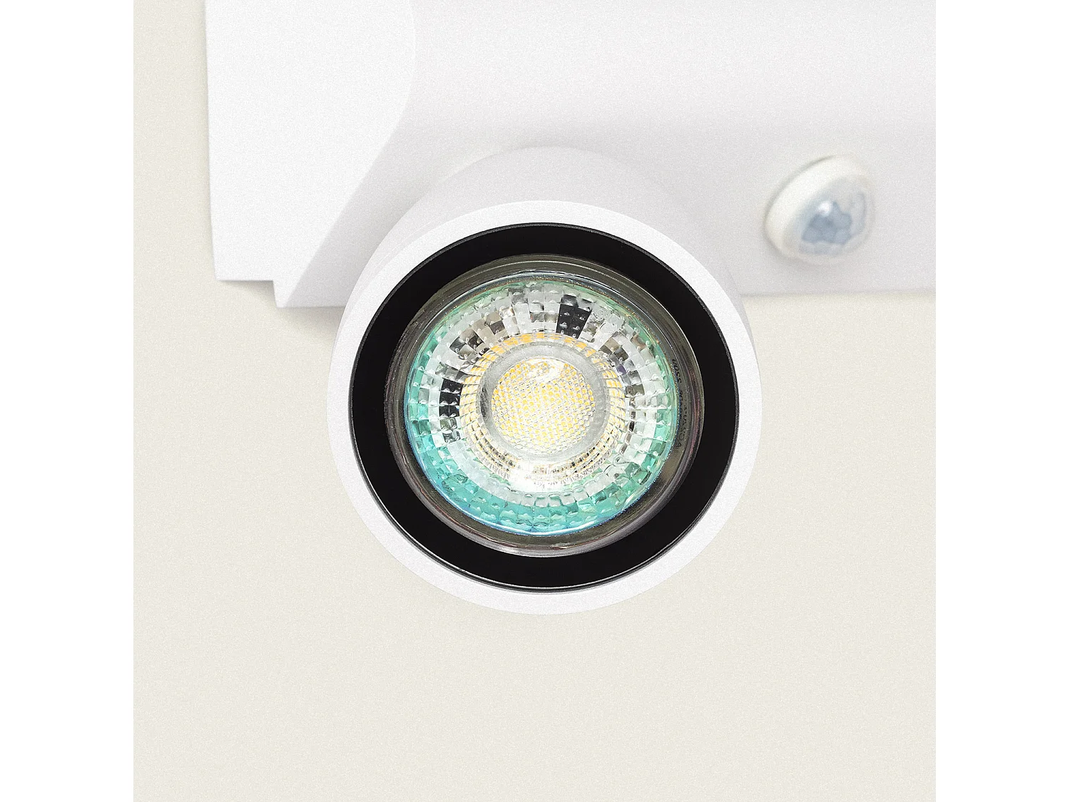 Applique Murale Extérieure Aluminium avec Détecteur de Mouvement Abel Large Deux Spots  Blanc