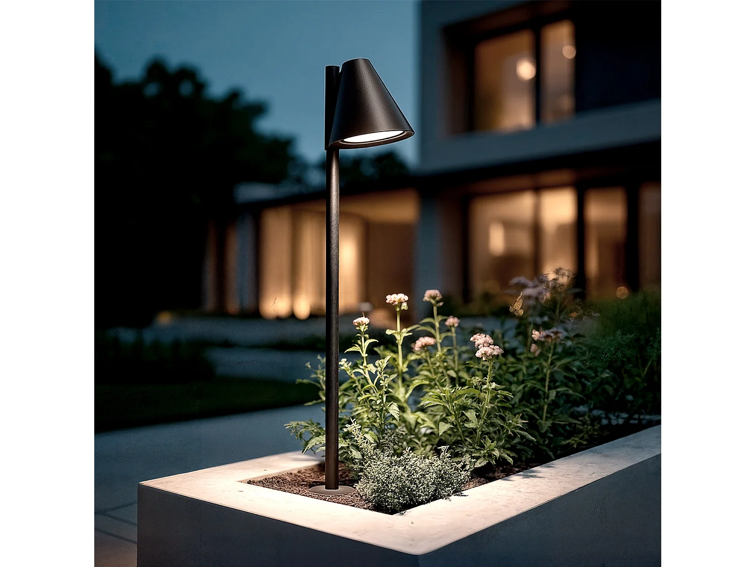 Balise Extérieure sur Pied 60 cm avec Piquet Drimlec Noir mat