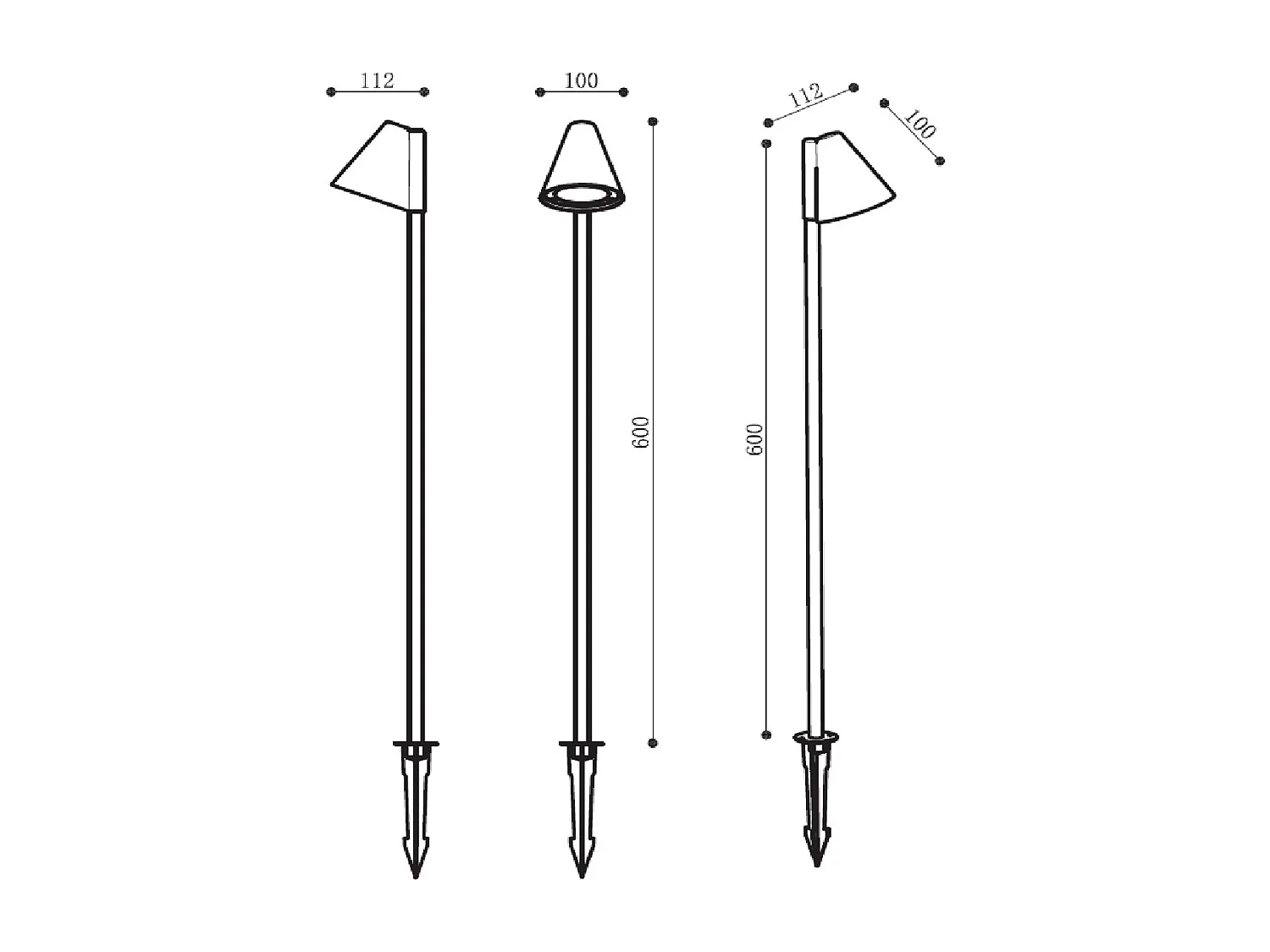 Baliza Exterior Pie 60 cm con Pincho Drimlec Negro Mate