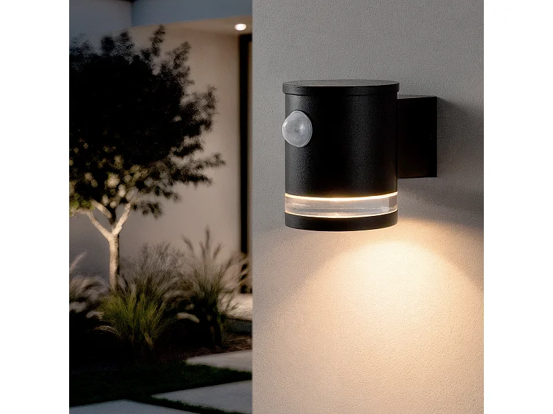 Applique da Parete per Esterni Solare a LED Alluminio con Sensore di Movimento Draco Nero