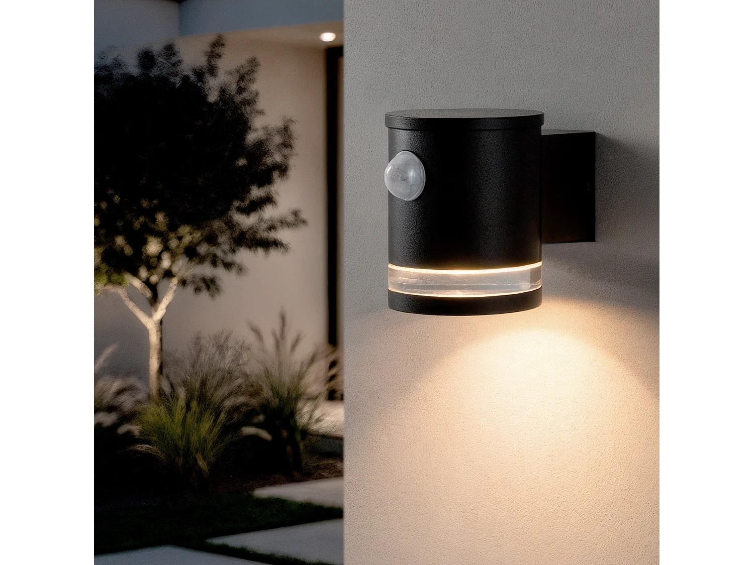 Applique Murale Extérieure Solaire LED Aluminium avec Détecteur de Mouvement Mini Draco Noir