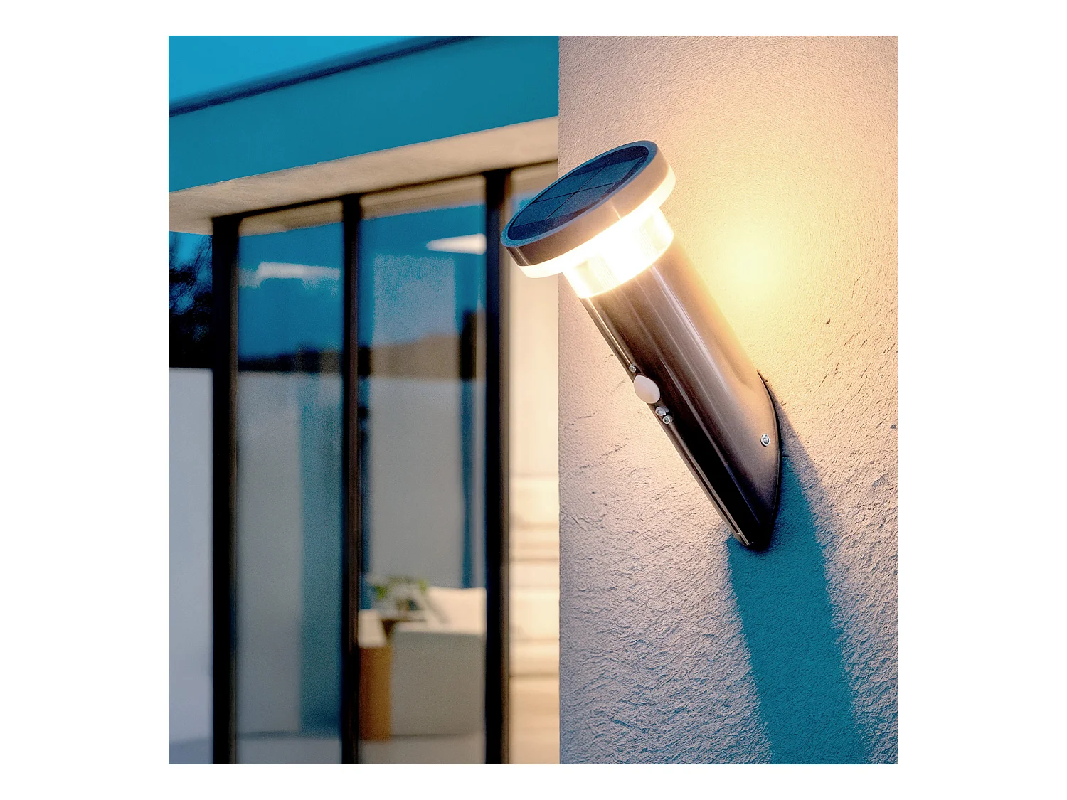 Applique Murale Solaire LED 1,5W Aluminium avec Détecteur de Mouvement Argent