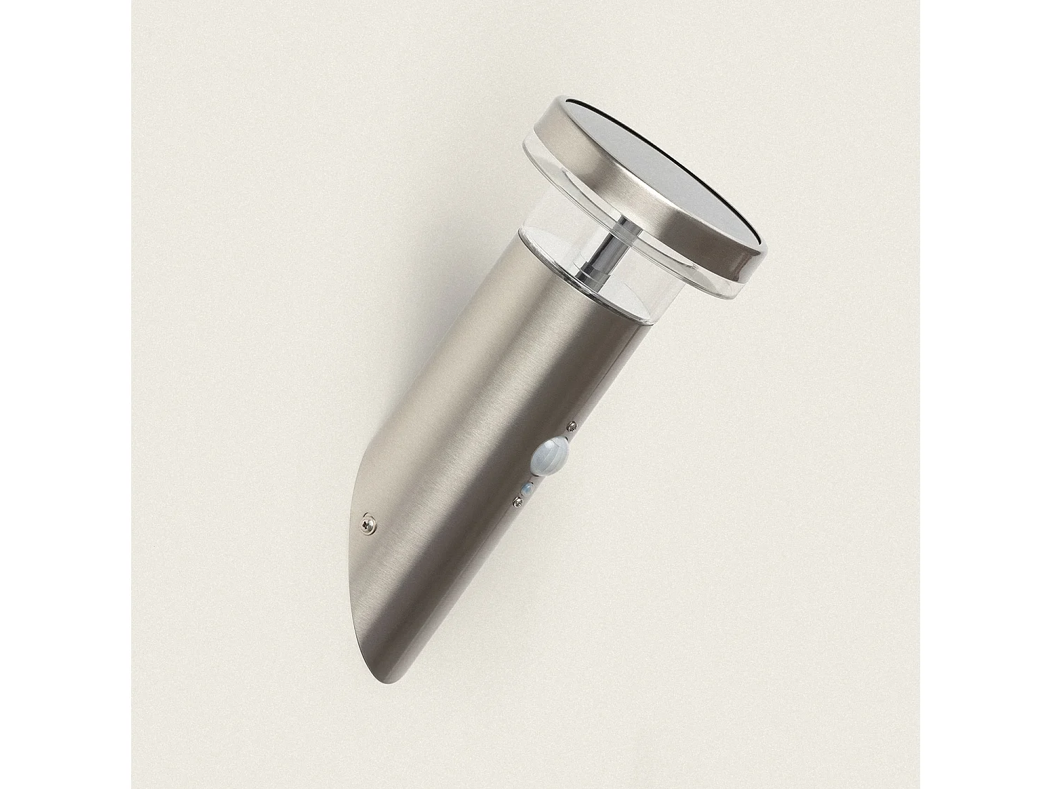 Aplique de Pared Exterior Solar LED 1,5W Acero Inoxidable con Sensor de Movimiento Basil Plateado