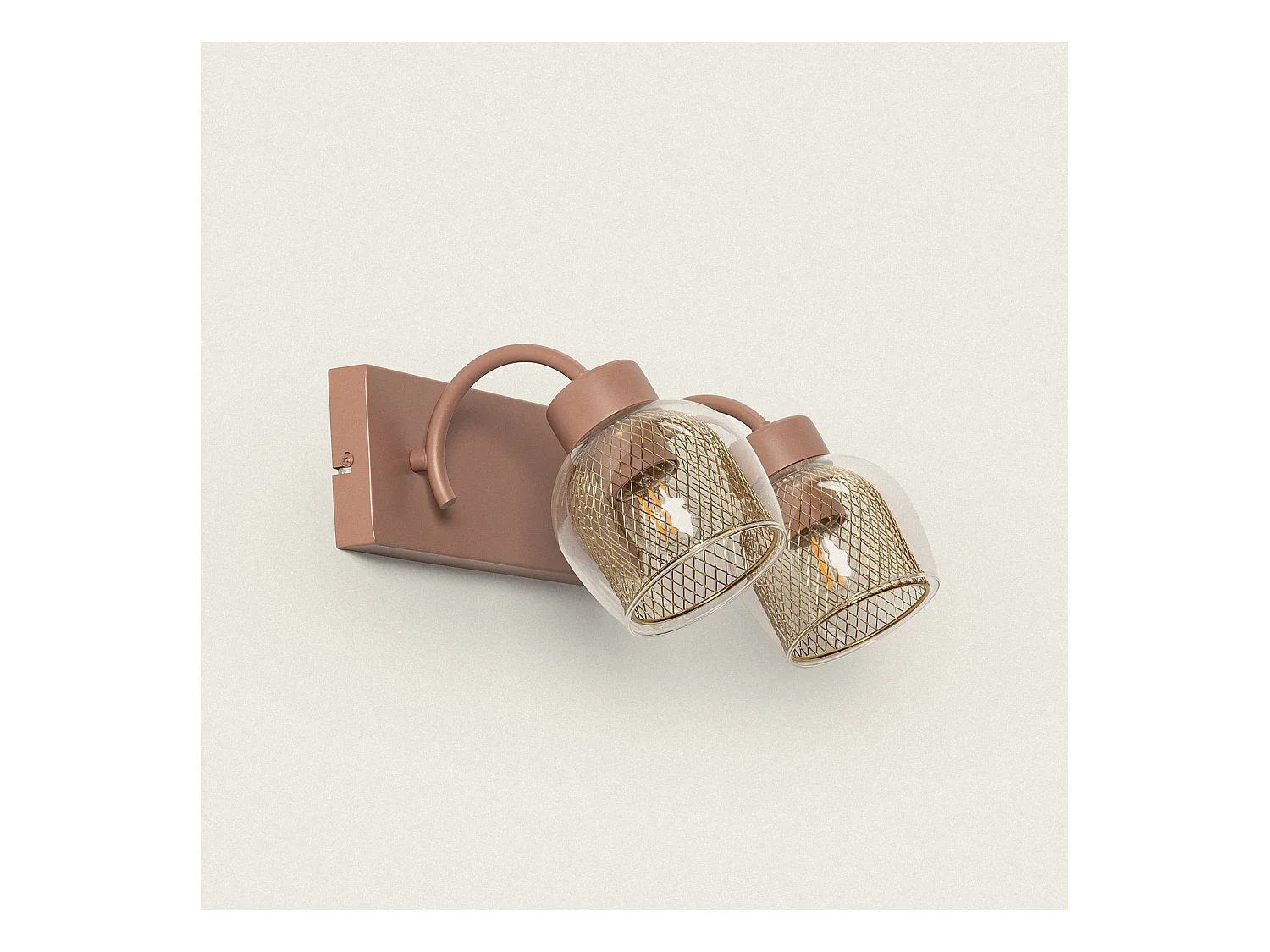 Lampe Murale Métal et Verre Aziel 2 Spots Rose Poudré