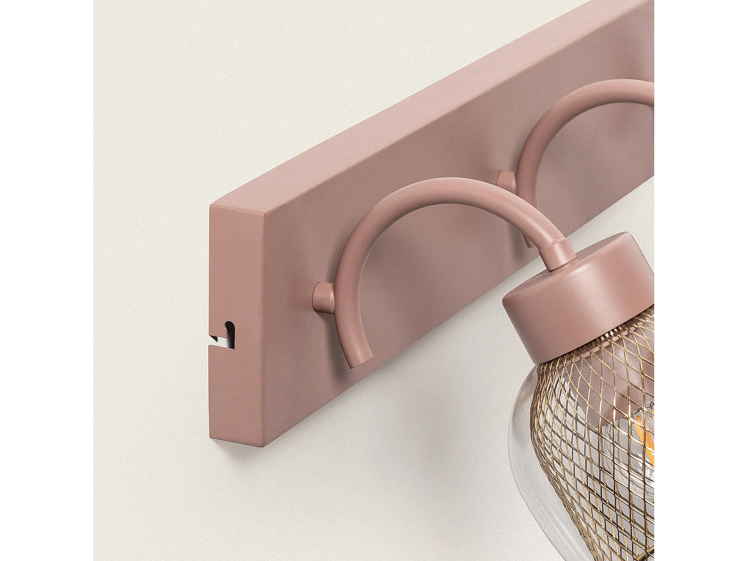 Lampada da Parete Metallo e Vetro Aziel 2 Faretti Rosa Incarnato