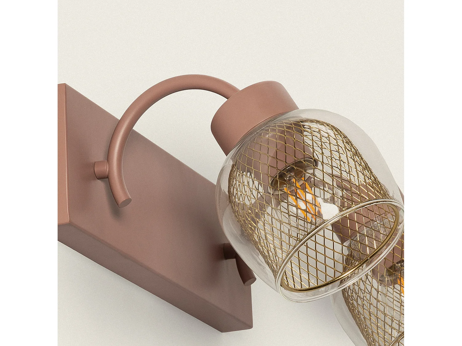 Lampada da Parete Metallo e Vetro Aziel 2 Faretti Rosa Incarnato