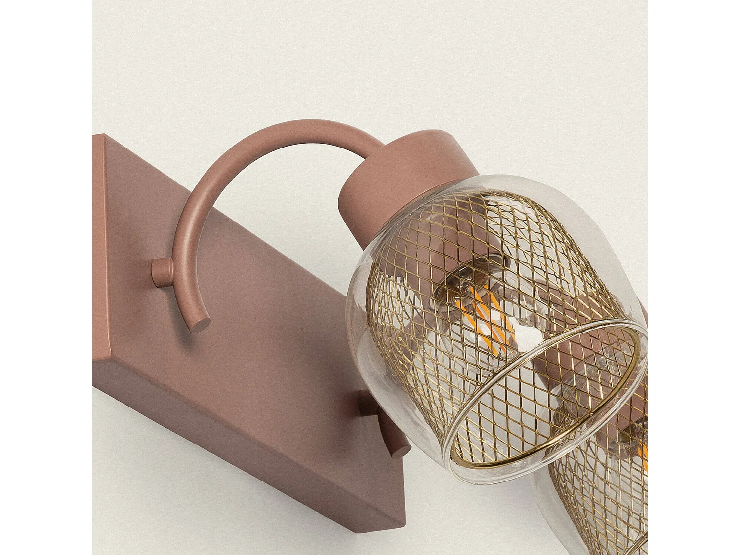 Lampada da Parete Metallo e Vetro Aziel 2 Faretti Rosa Incarnato