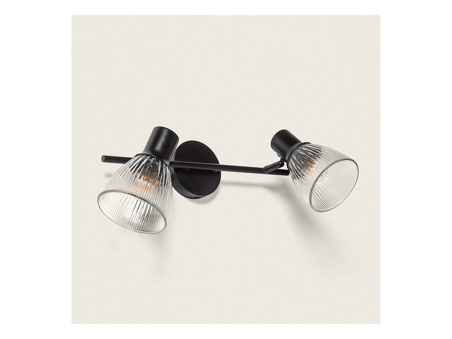 Applique Murale Métal et Verre Aron 2 Spots Noir