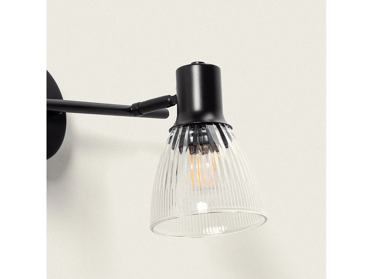 Applique Murale Métal et Verre Aron 2 Spots Noir