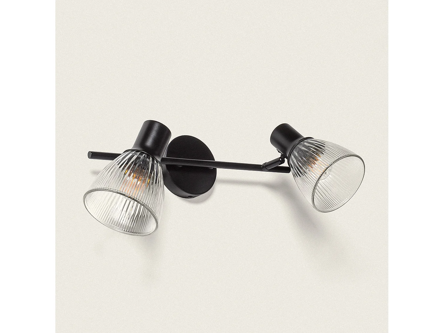 Applique Murale Métal et Verre Aron 2 Spots Noir