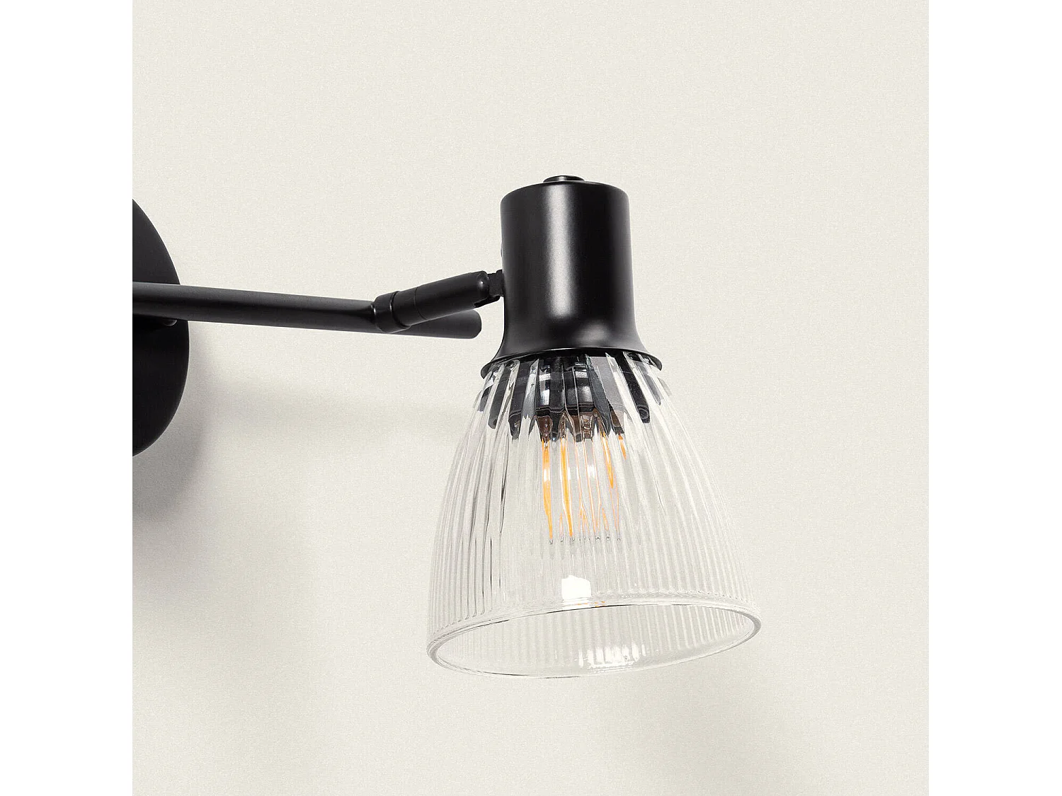 Applique Murale Métal et Verre Aron 2 Spots Noir