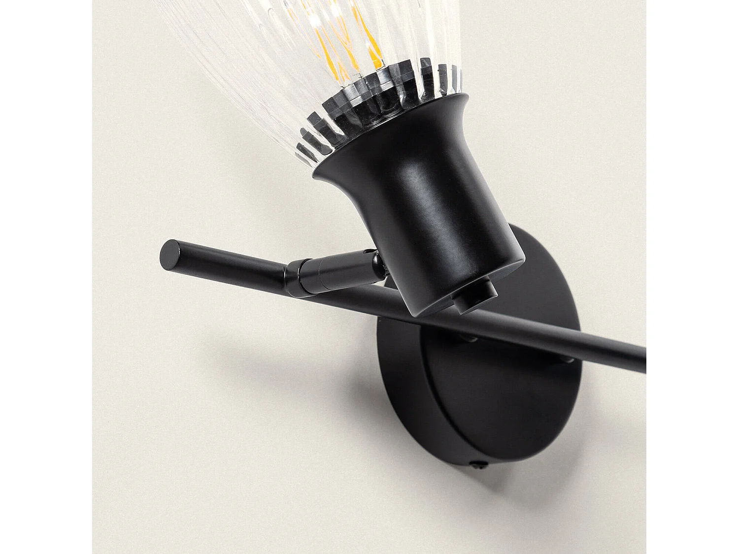 Applique Murale Métal et Verre Aron 2 Spots Noir